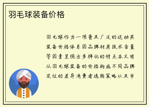 羽毛球装备价格